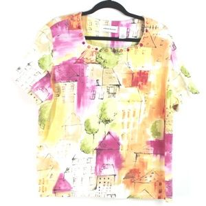 Alfred Dunner "Watercolor" S/L Shirt Sz L